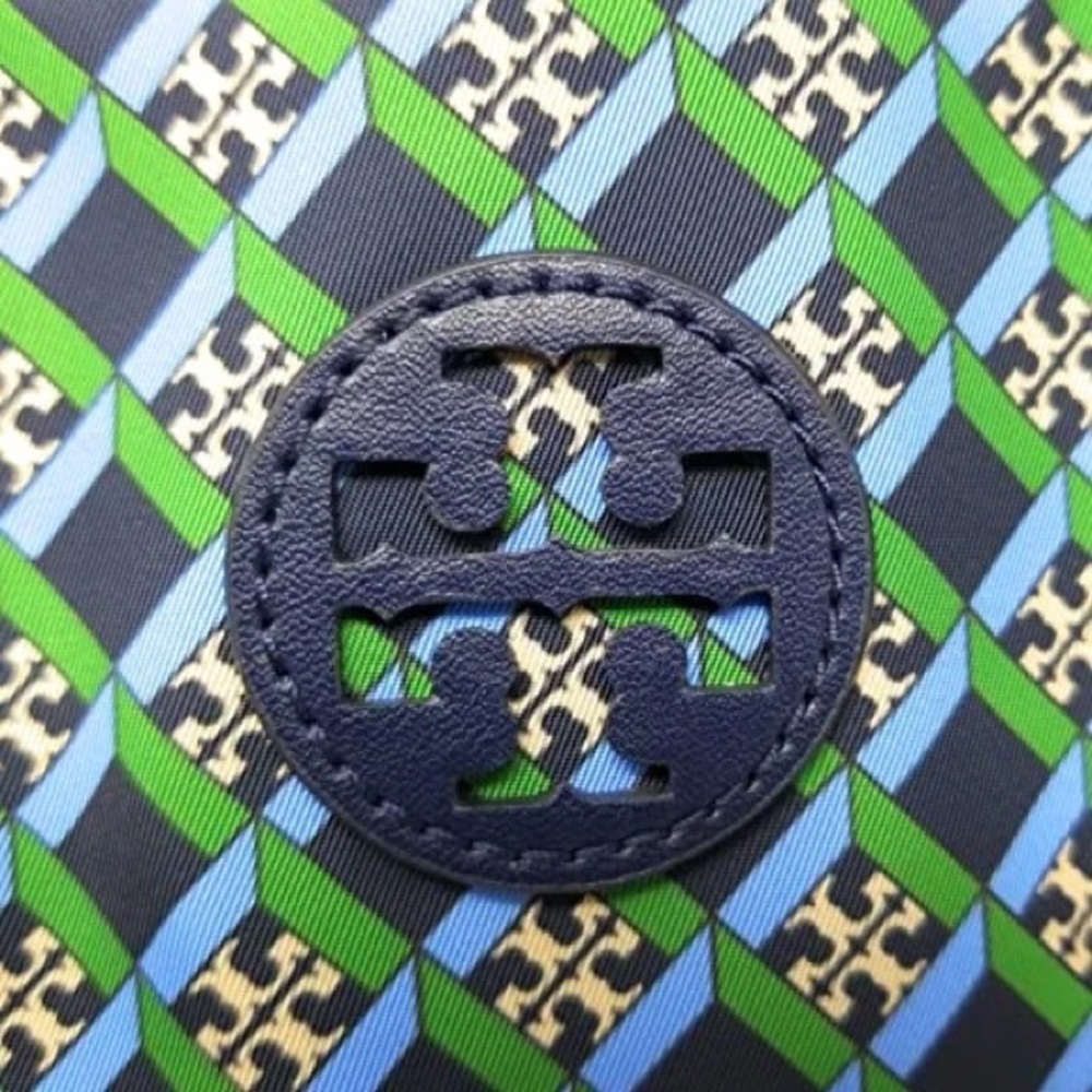 Tory Burch Women's Ella Nylon Printed Tote Navy Multi Geo Logo Bag - Picture 6 of 6